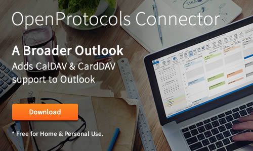 An Outlook plugin that uses open protocols like CalDAV, CardDAV to provide the highest level of Outlook integration.